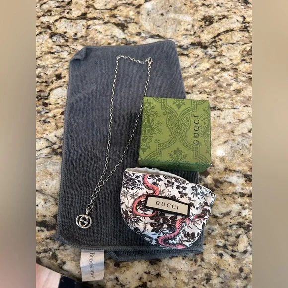 GUCCI Interlocking Necklace Ag925 Silver Auth with box and dust bag #2 - Picture 2 of 4